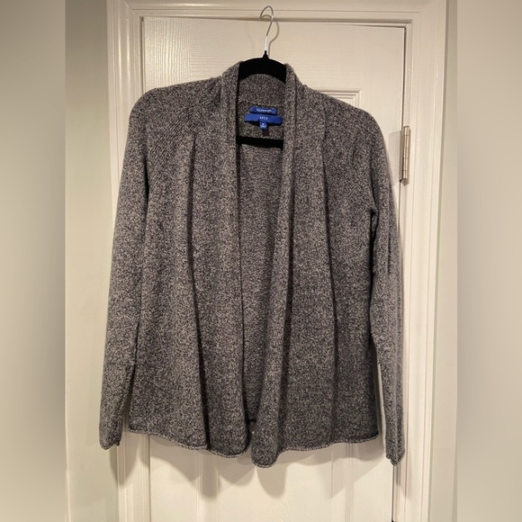 Apt 9 Size M 100% Cashmere Gray Heather Open Front Knit Long Sleeve Cardigan - Picture 1 of 12